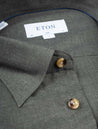 Eton Slim Fit Herringbone Flannel Shirt Green AI2