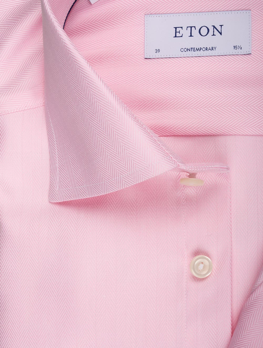 Eton Contemporary Herringbone Shirt Pink AI1