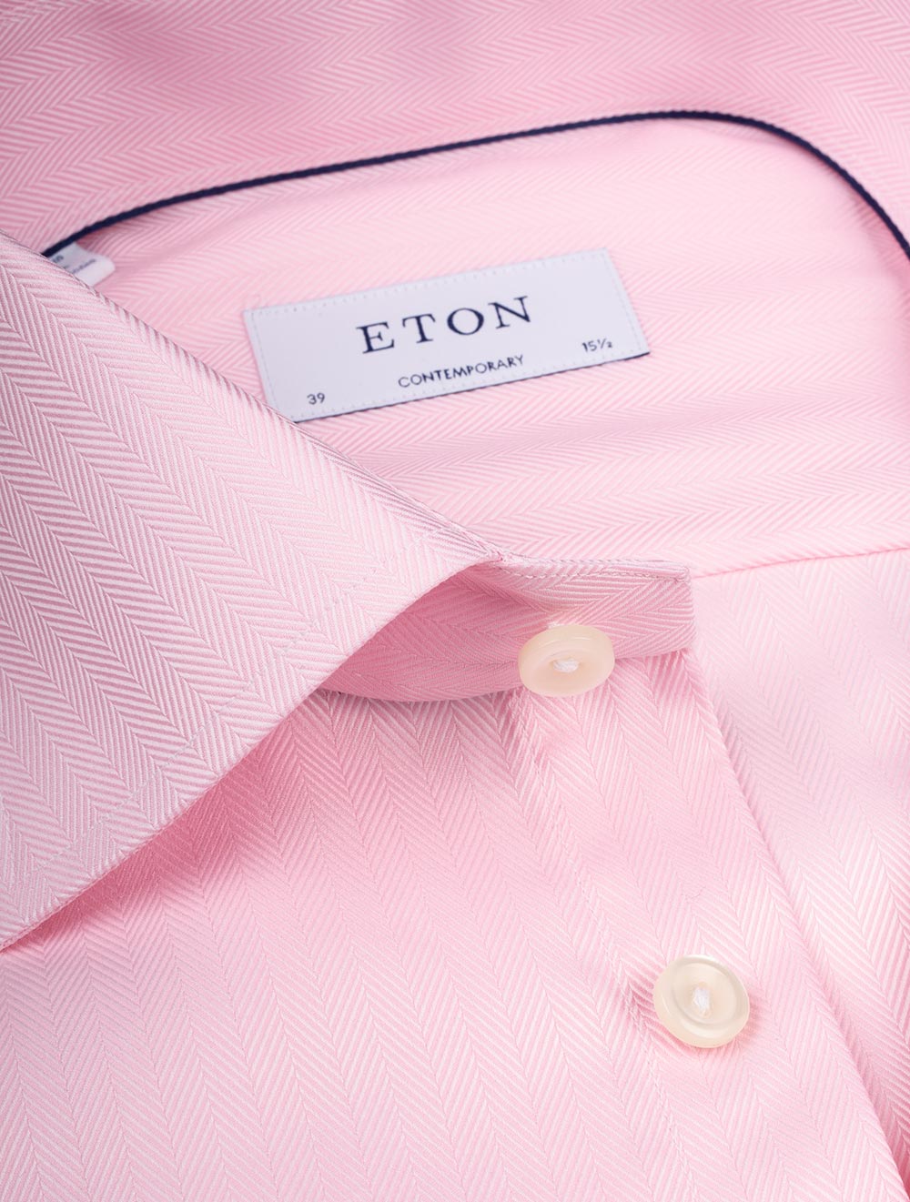 Eton Contemporary Herringbone Shirt Pink AI2