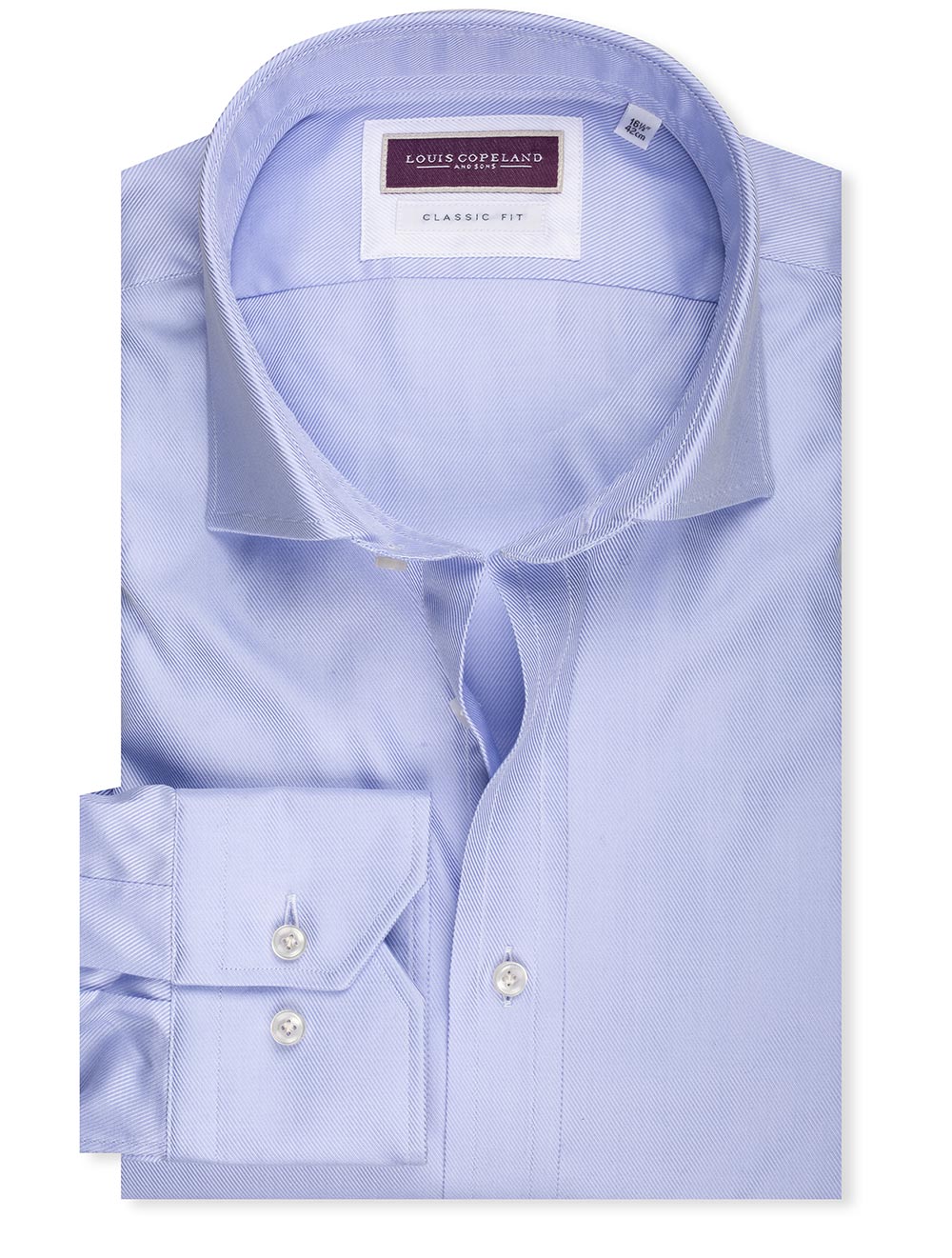 Louis Copeland Classic Fit Thomas Mason Twill Single Cuff Shirt Blue MI