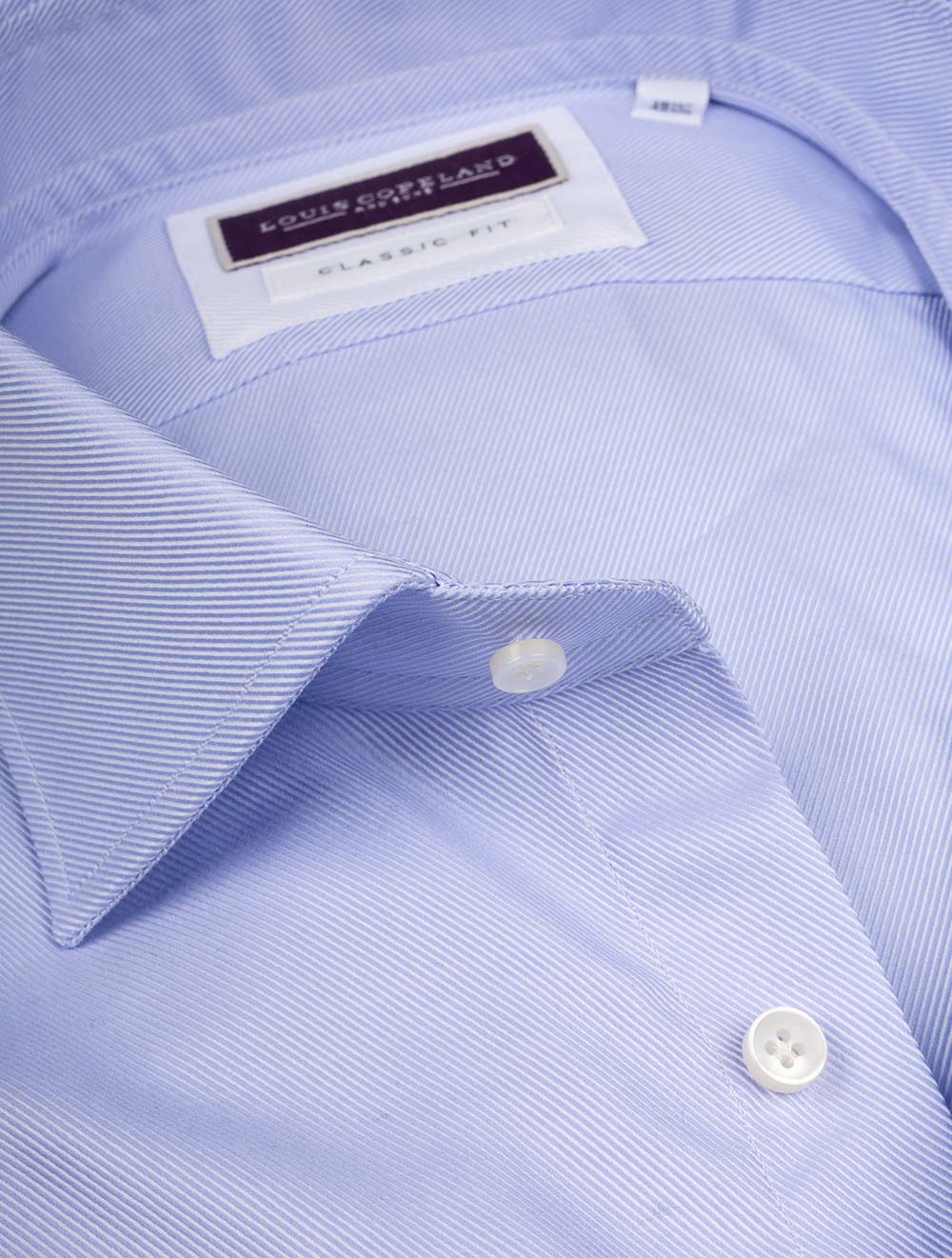 Louis Copeland Classic Fit Thomas Mason Twill Single Cuff Shirt Blue AI2