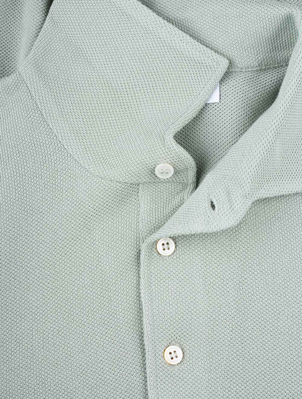 Weave Short Sleeve 3 button Polo Green