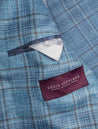 Louis Copeland Wool Silk Linen Check Jacket Blue AI3