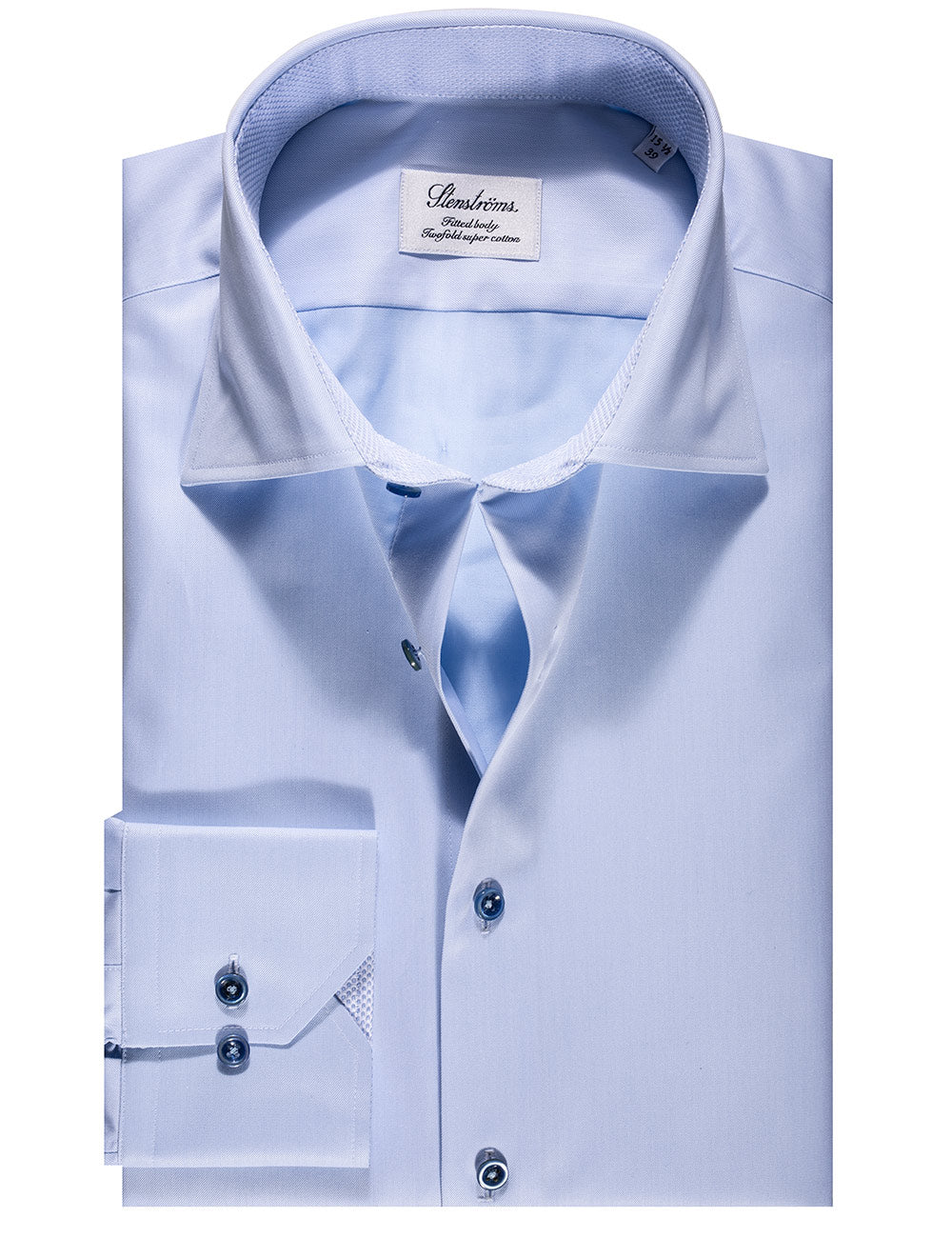 Stenstroms Plain Shirt With Inlay Blue MI