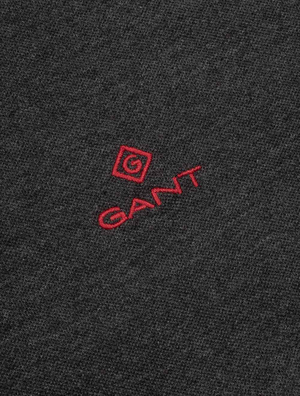 Gant Contrast Collar Pique Short Sleeve Rugger Antracite Melange AI4