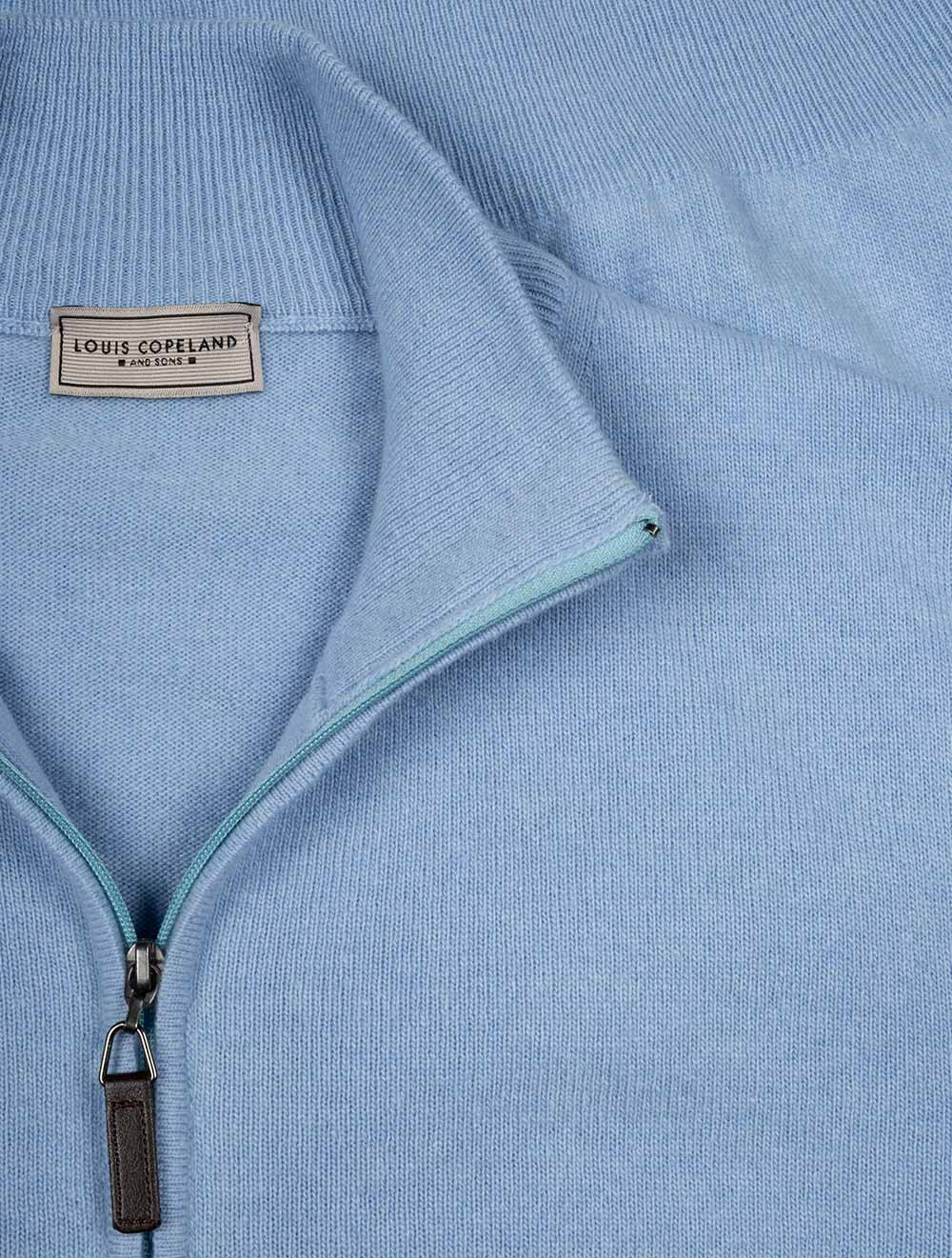 Louis Copeland Cashmere & Merino Wool Half Zip Light Blue AI1