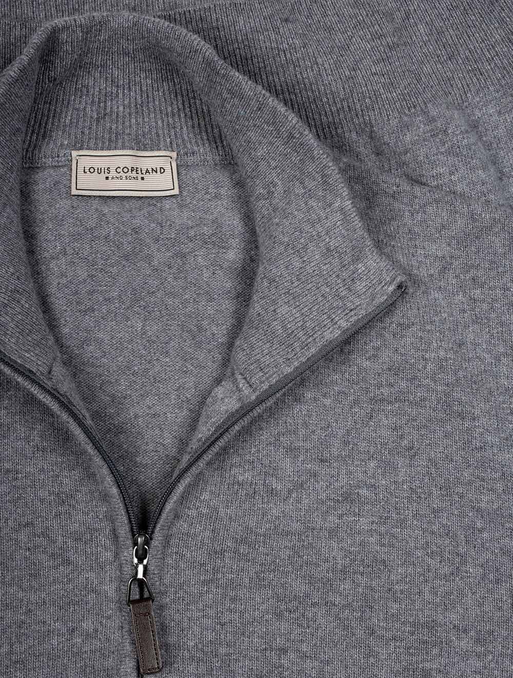 Louis Copeland Cashmere & Merino Wool Half Zip Mid Grey AI1