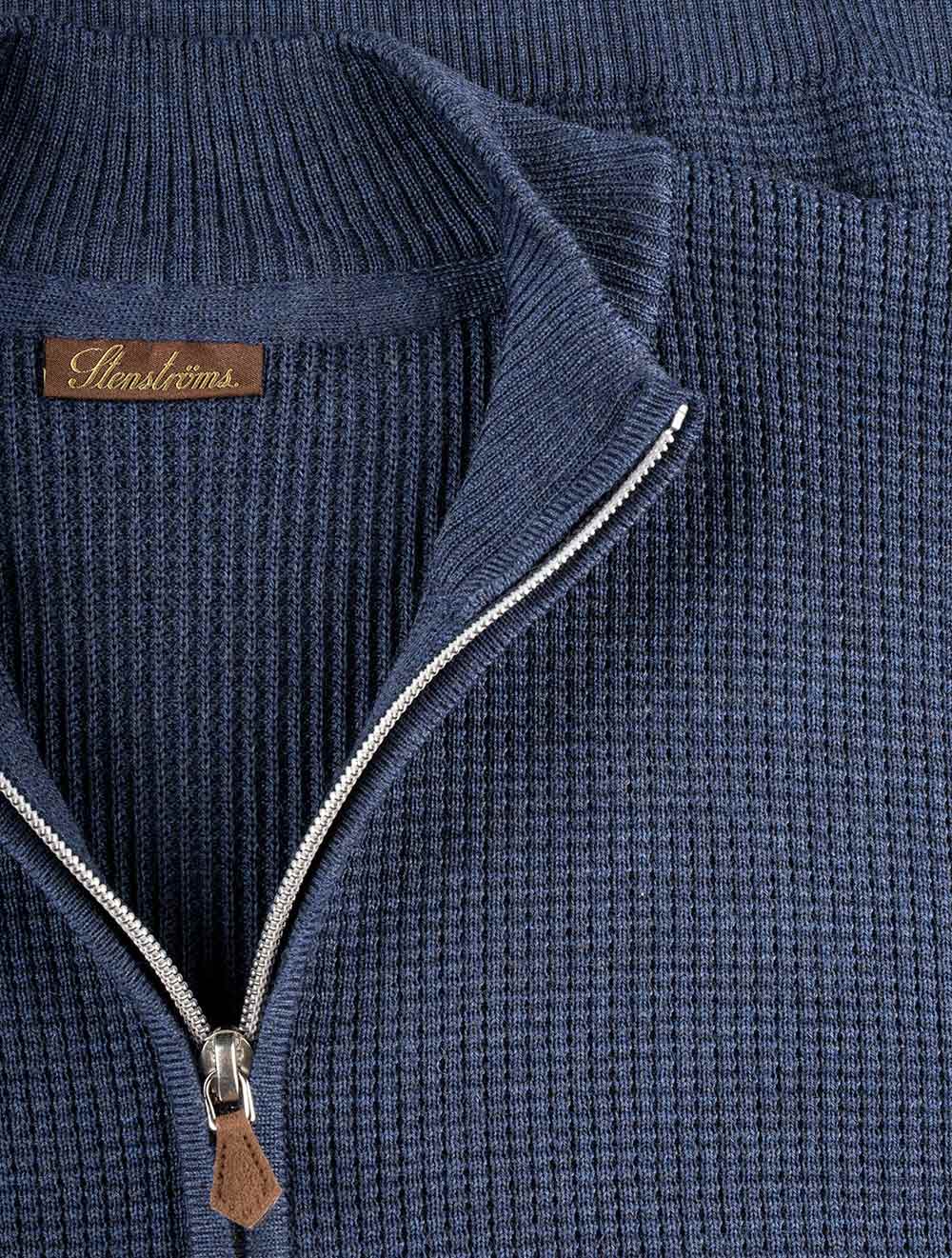 Stenstroms Textured Zip Cardigan Blue AI1