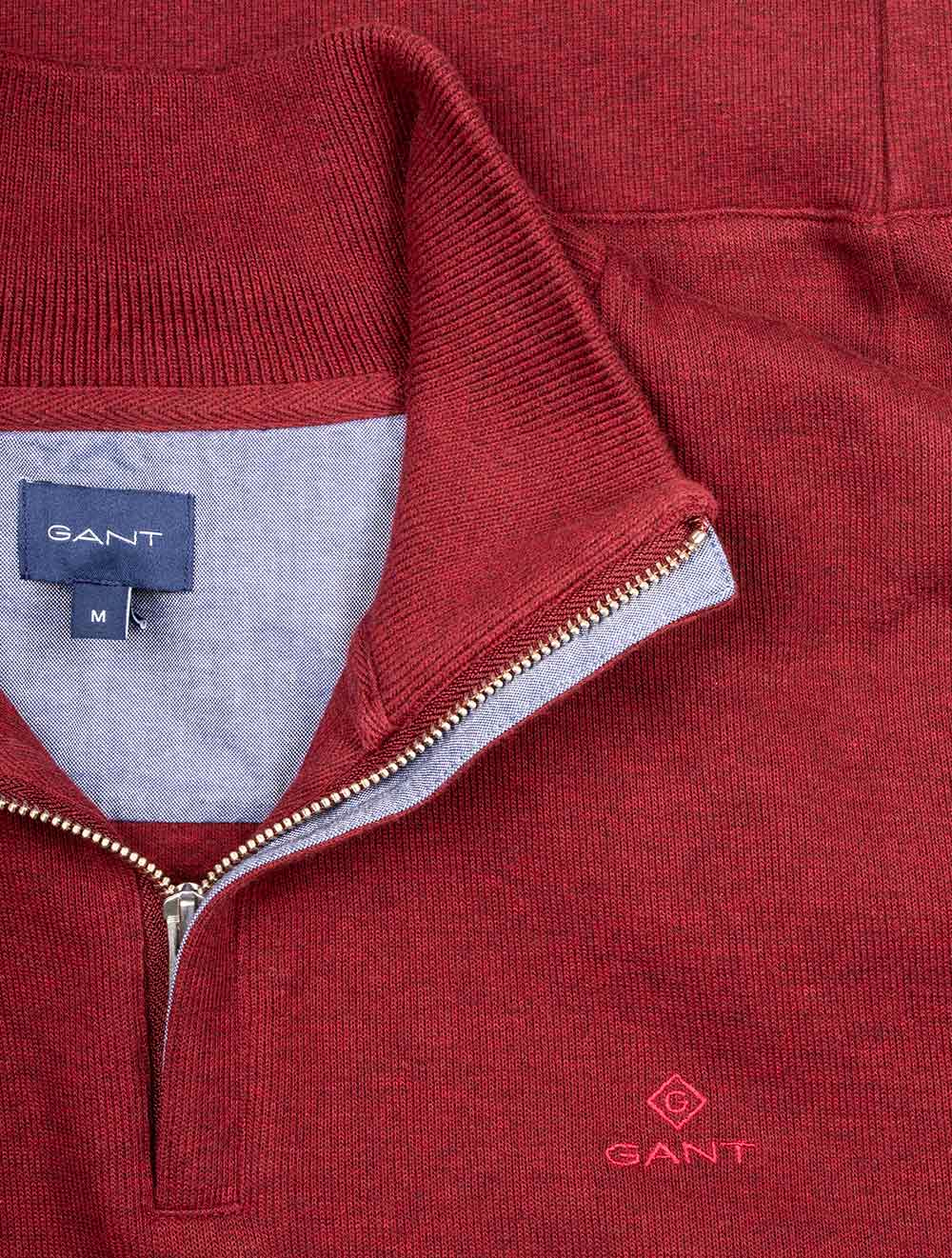 Gant Sacker Rib Half Zip Burgundy Melange AI2