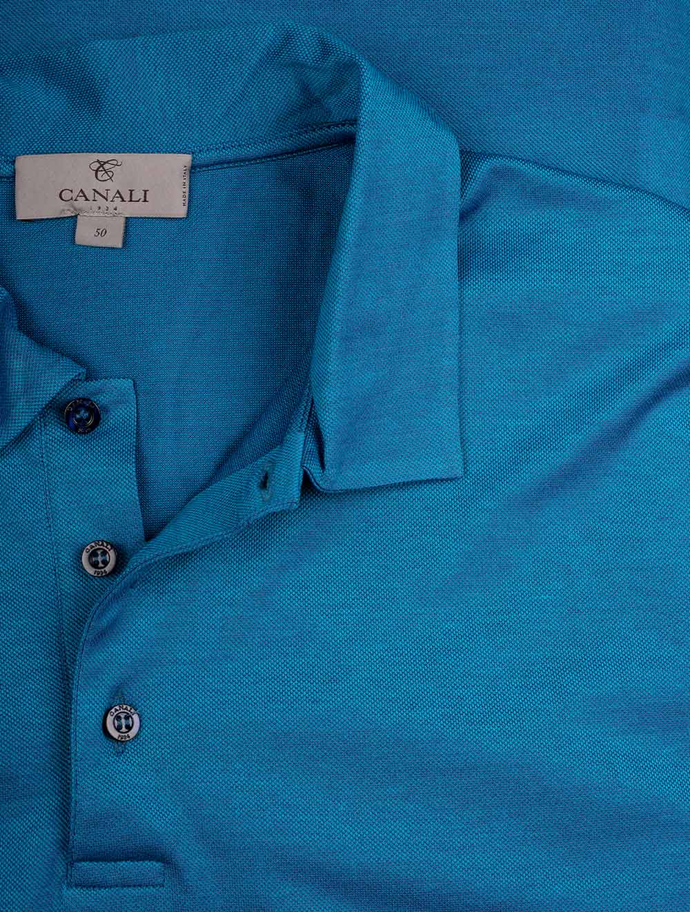 Canali Pique Polo Shirt Teal AI3