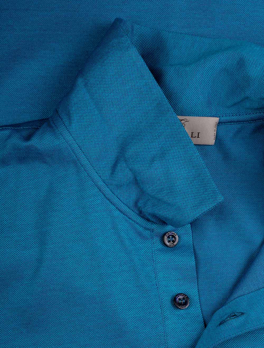 Canali Pique Polo Shirt Teal AI4