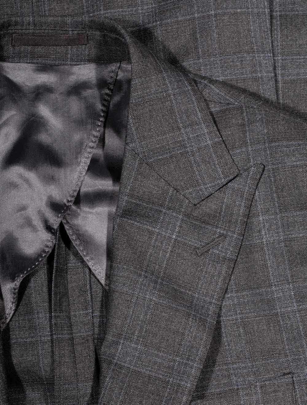 Louis Copeland Plaid Check 3 Piece Suit Grey AI2