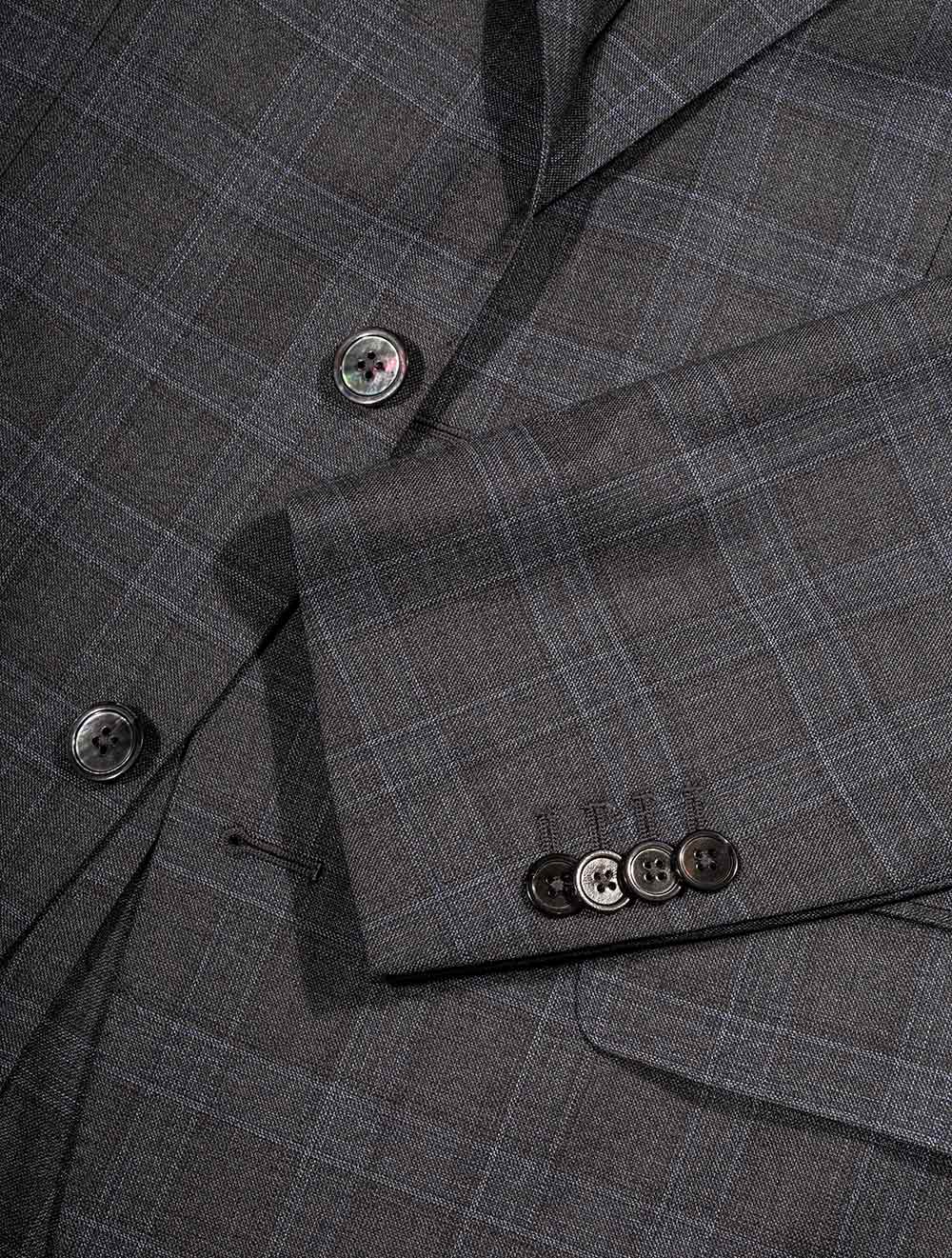 Louis Copeland Plaid Check 3 Piece Suit Grey AI3