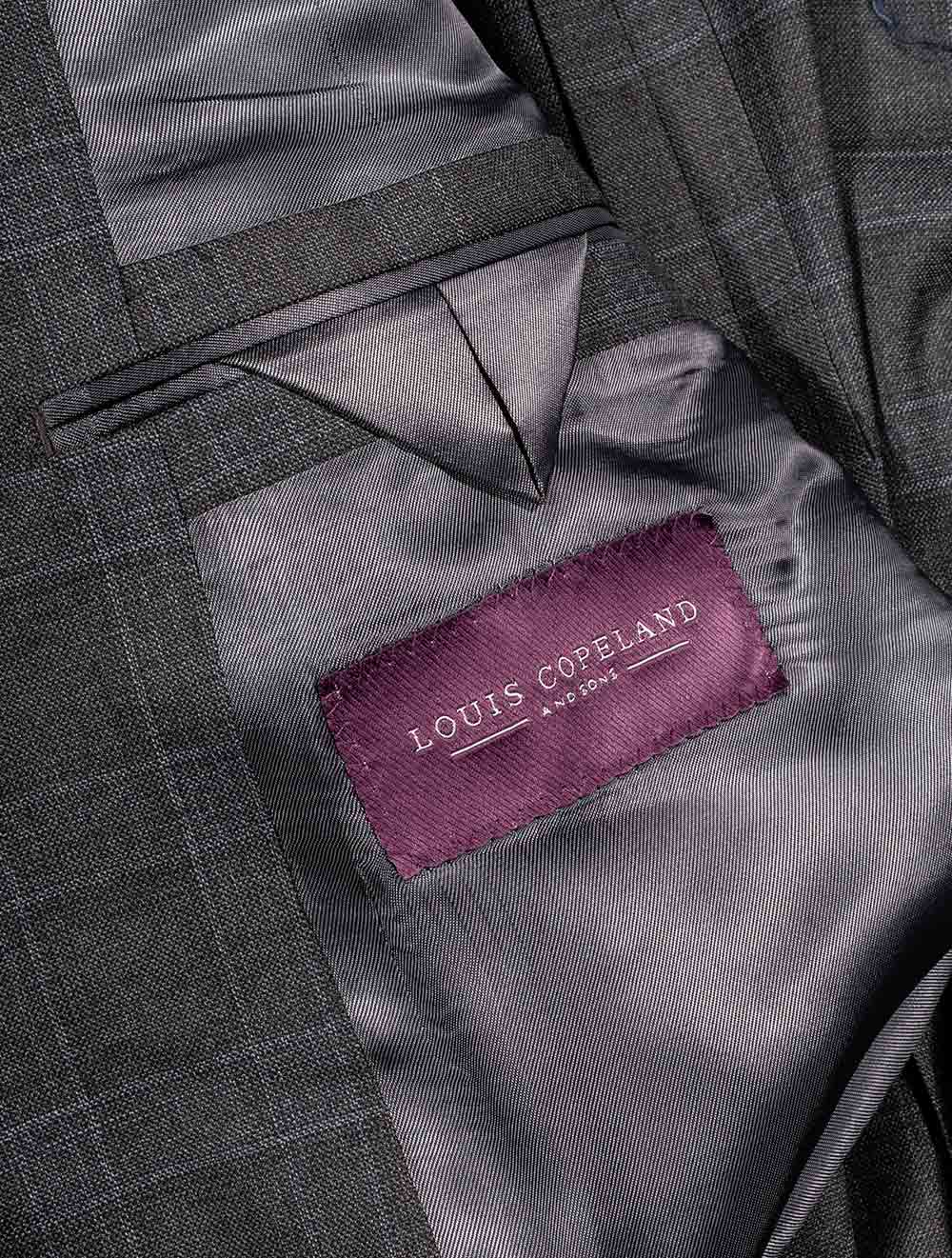 Louis Copeland Plaid Check 3 Piece Suit Grey AI4