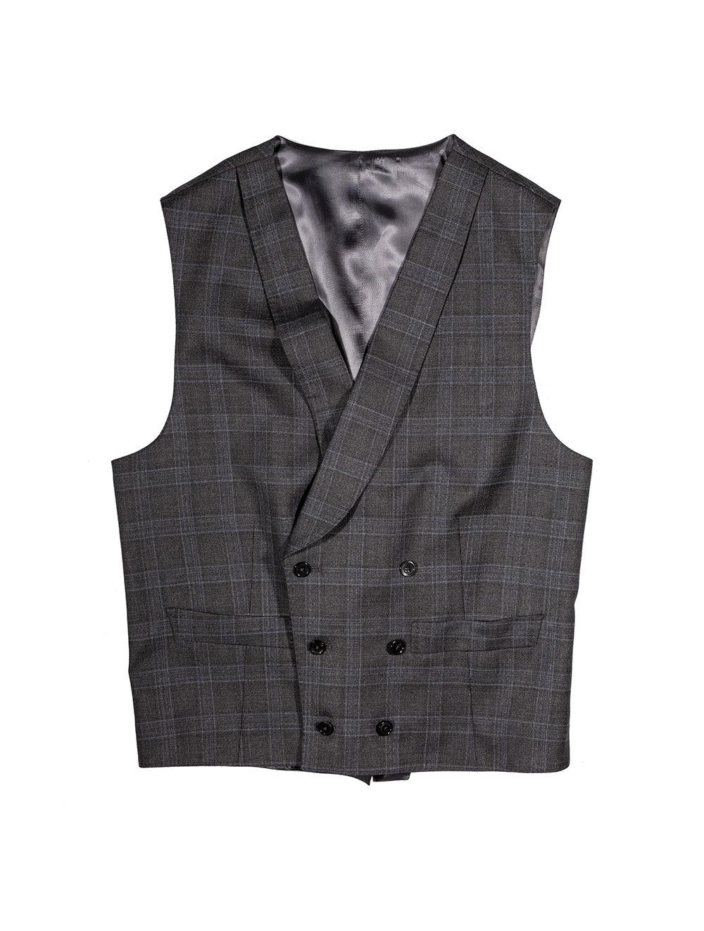 Louis Copeland Plaid Check 3 Piece Suit Grey AI5