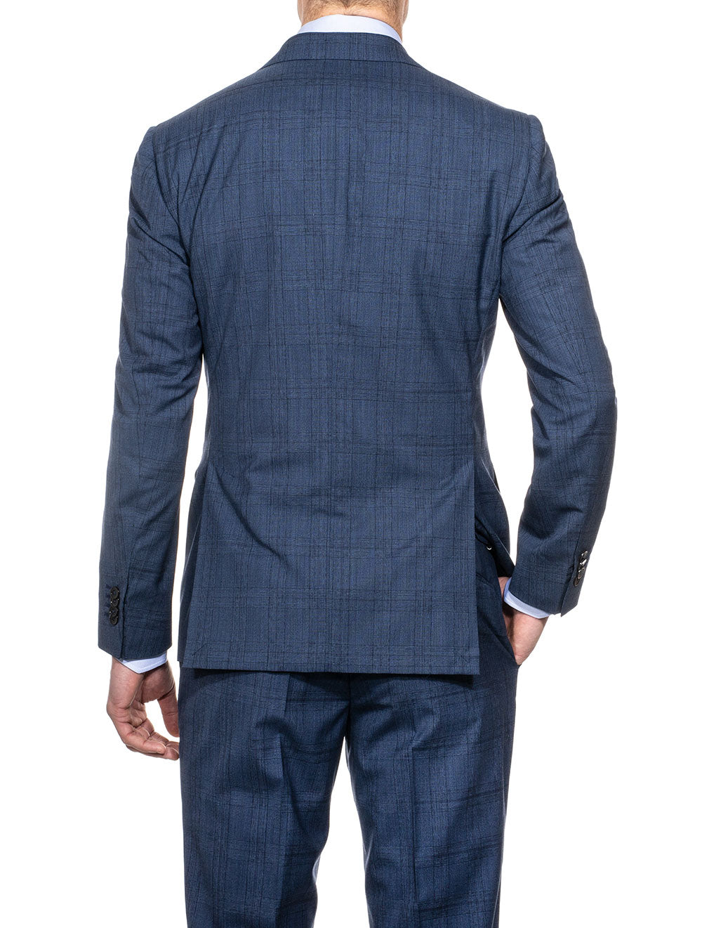 Louis Copeland Plaid Check Three Piece Suit Blue AI1