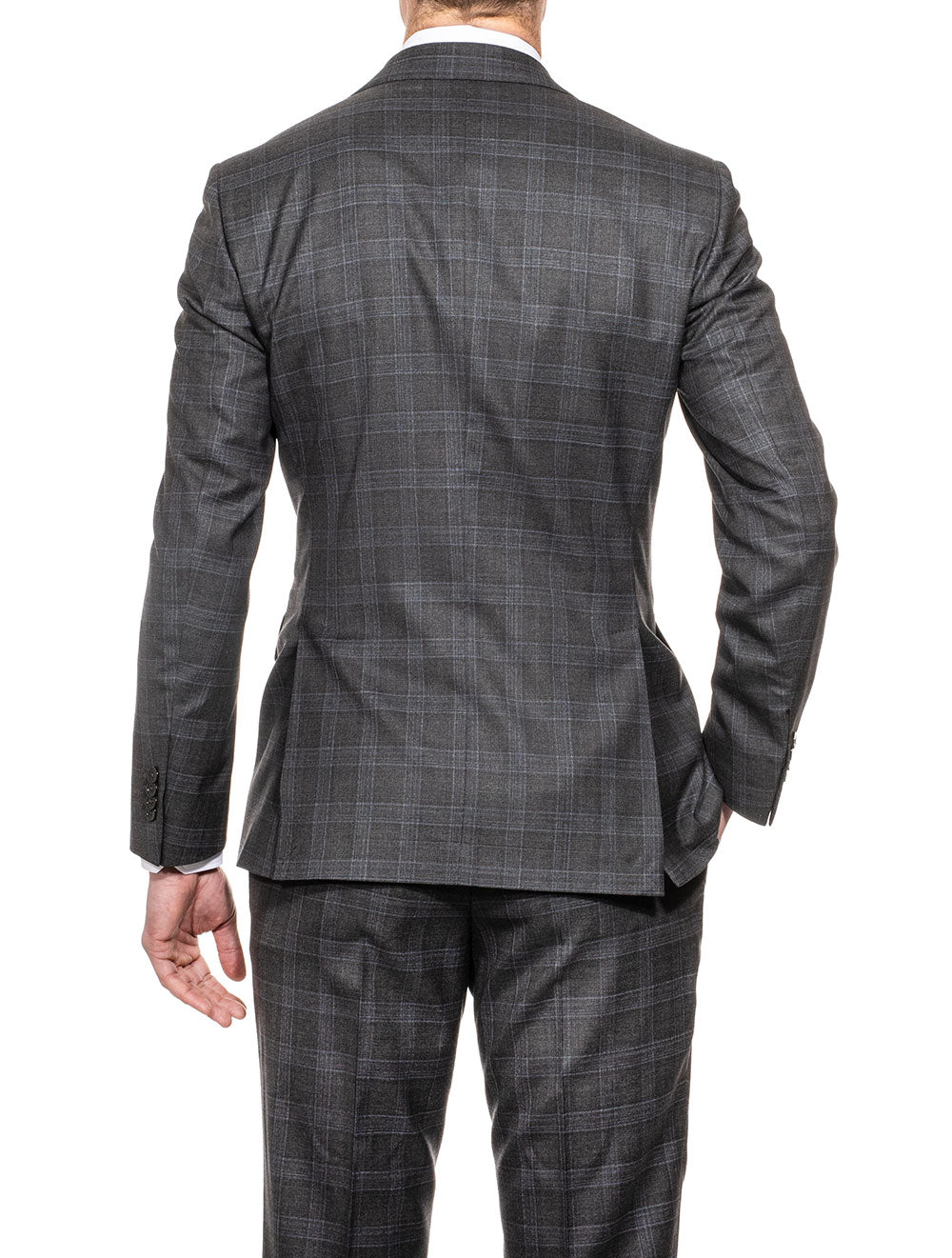 Louis Copeland Plaid Check 3 Piece Suit Grey AI1