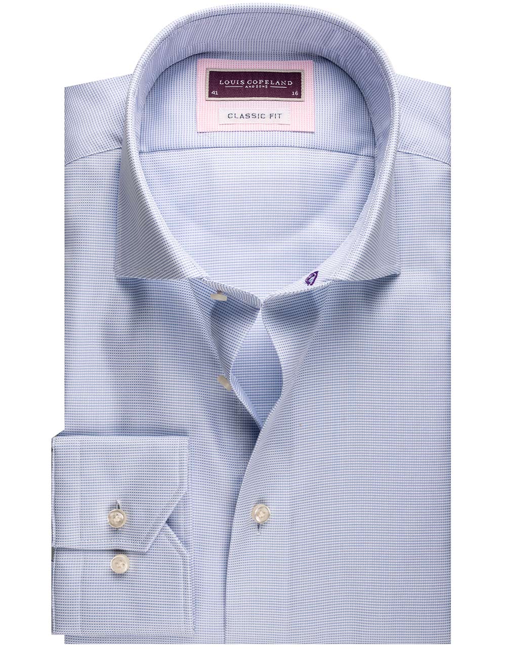 Louis Copeland Blue Puppytooth Classic Fit Shirt