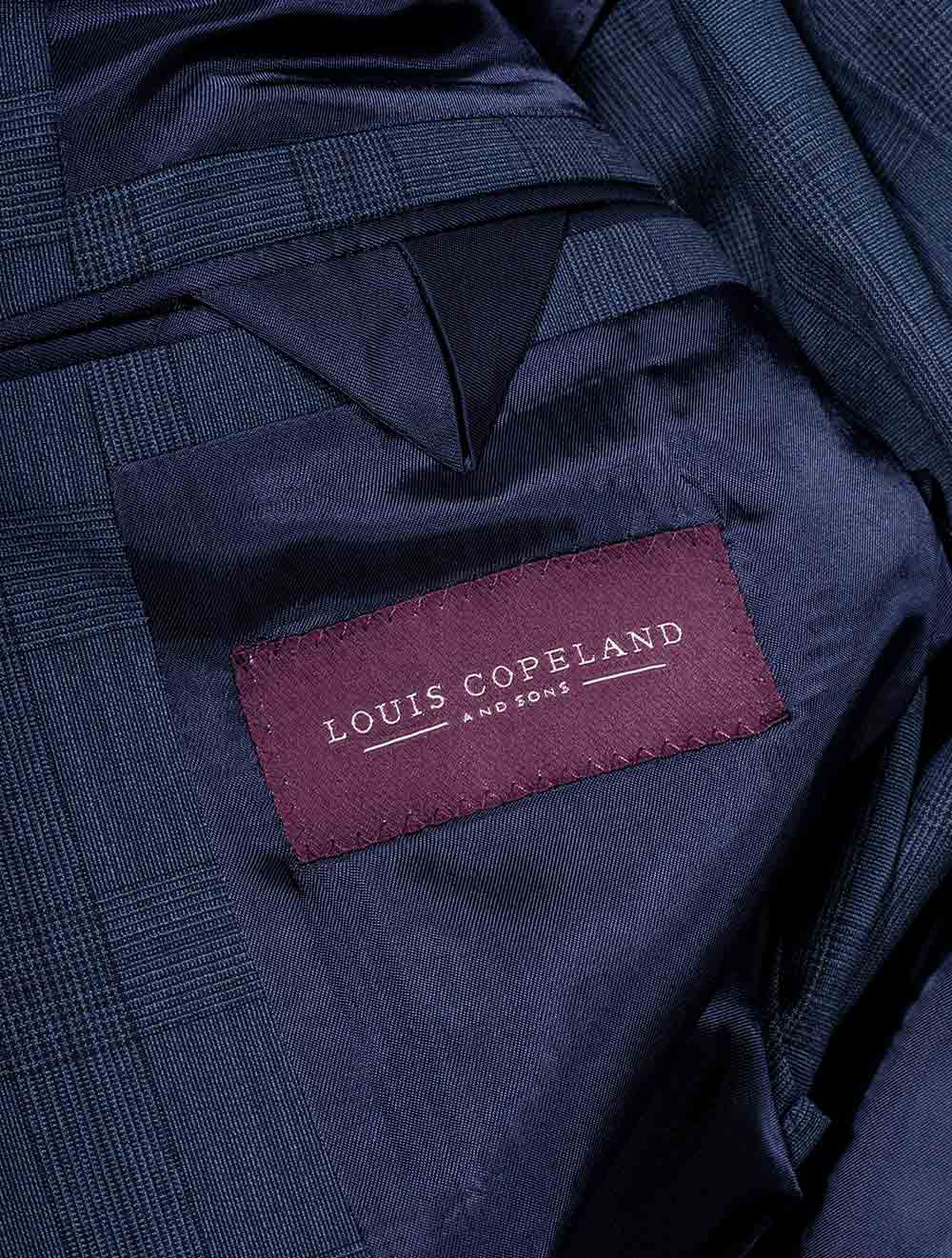 Louis Copeland Plaid Check Three Piece Suit Blue AI4