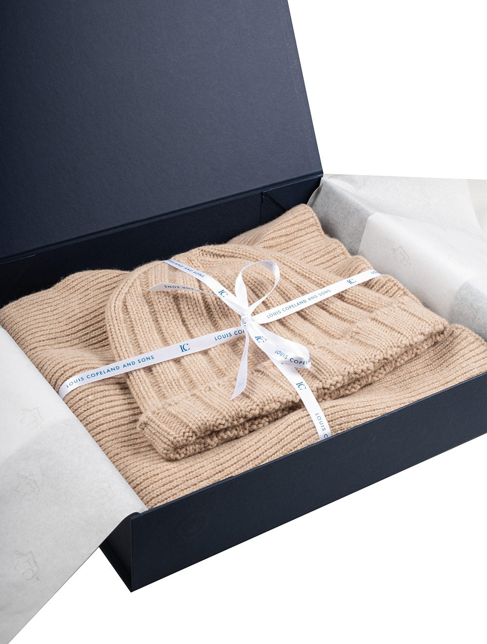 Louis Copeland Luxury Hat & Scarf Gift Set Beige MI