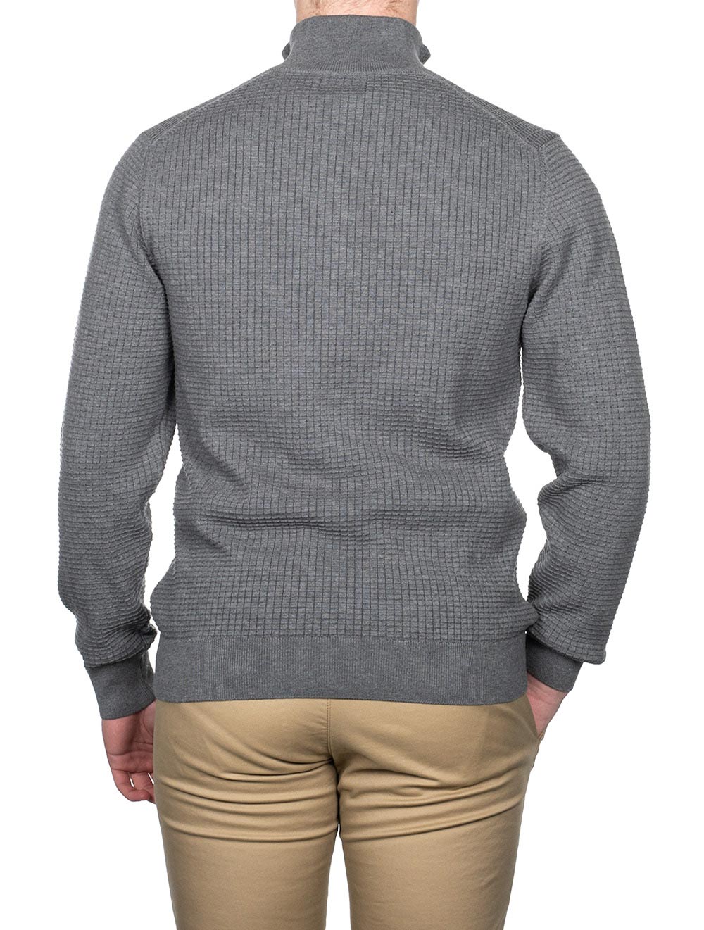 Gant Cotton Texture Half Zip Dark Grey Melange AI2