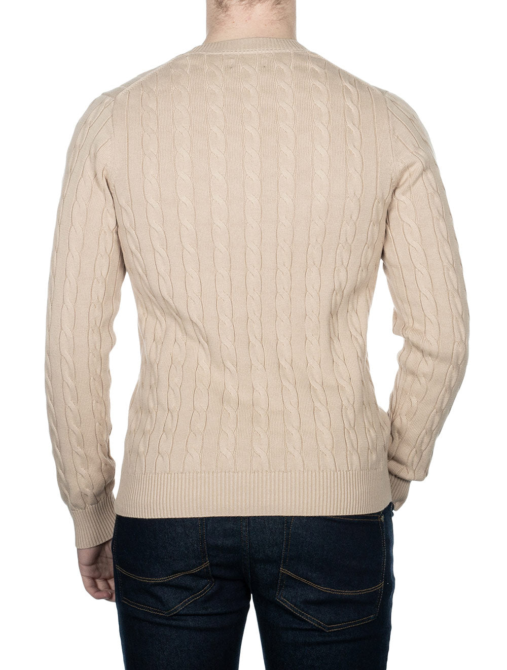 Cotton Cable Crewneck Dry Sand