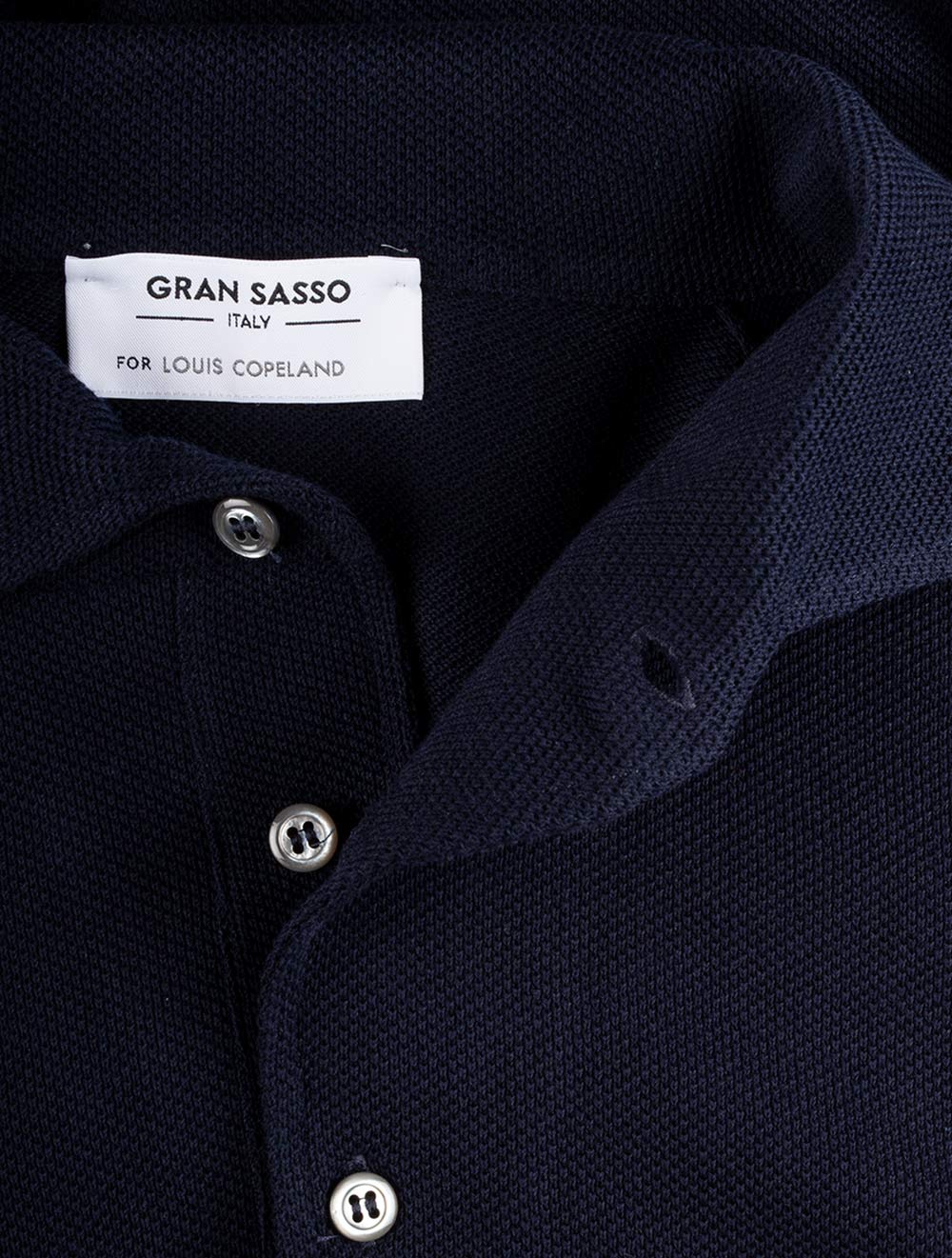 Weave Short Sleeve 3 button Polo Navy