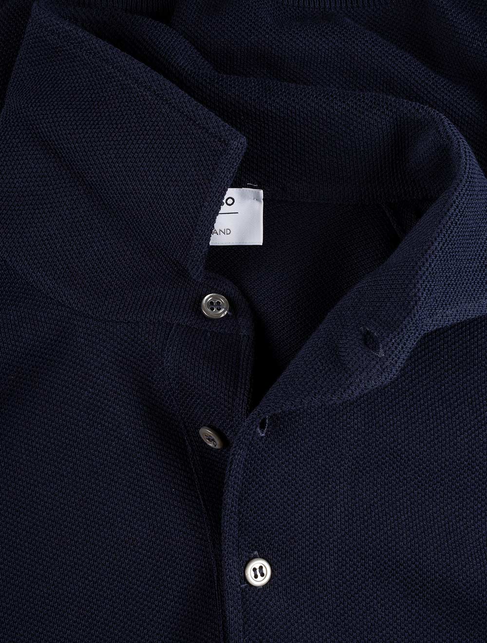 Weave Short Sleeve 3 button Polo Navy