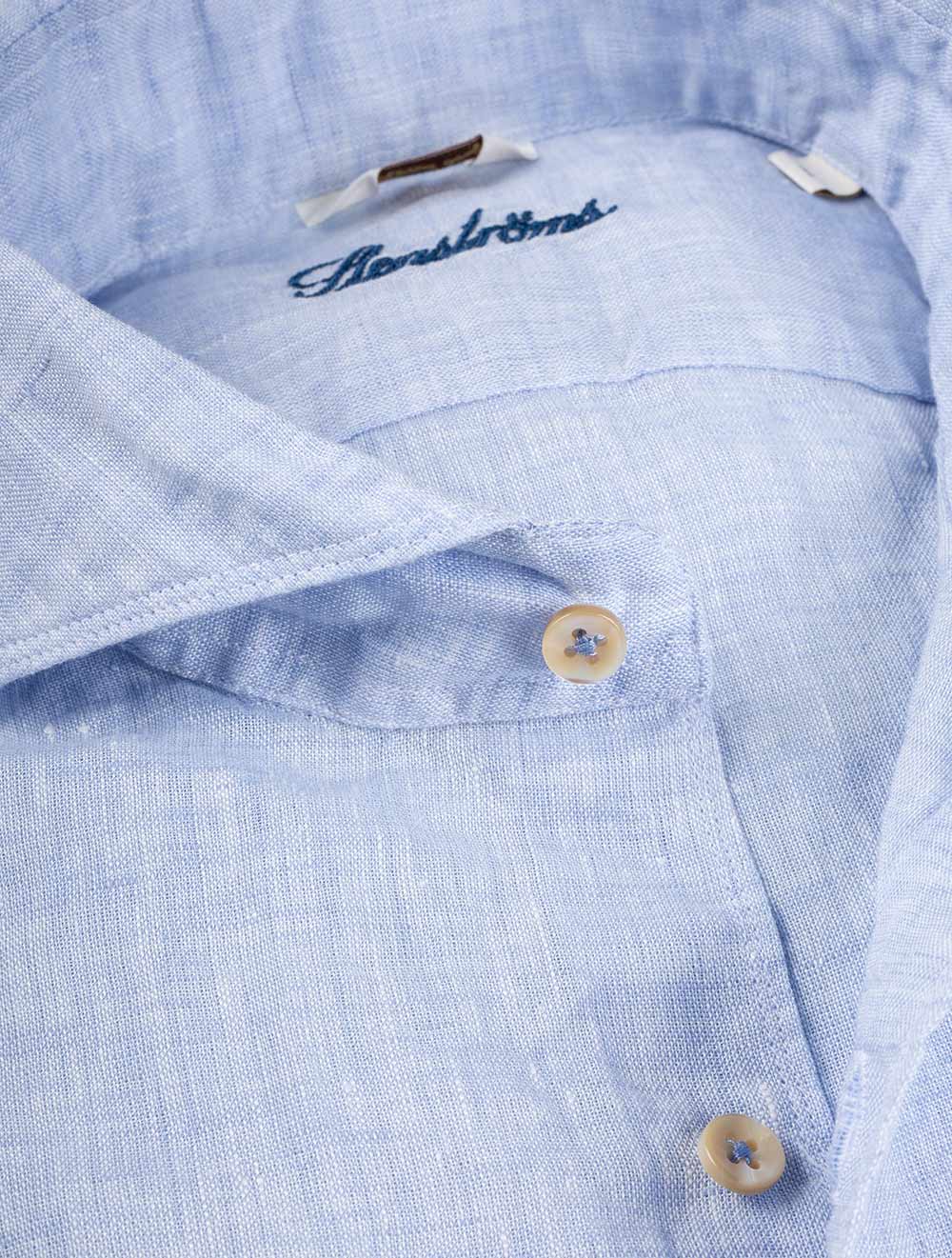 Stenstroms Fitted Linen Shirt Blue AI2