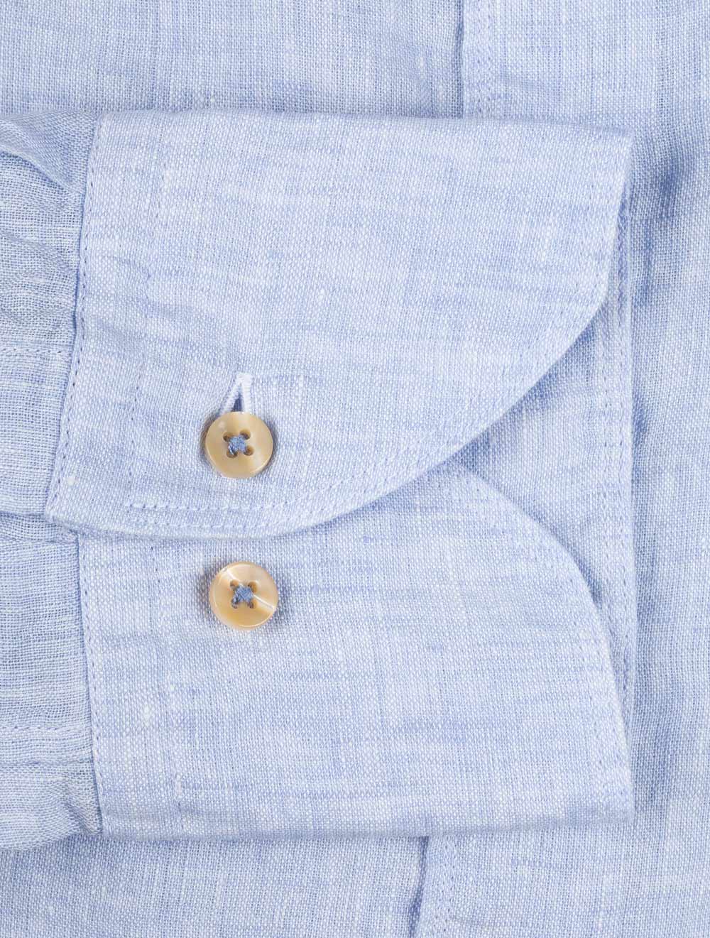 Stenstroms Fitted Linen Shirt Blue AI3