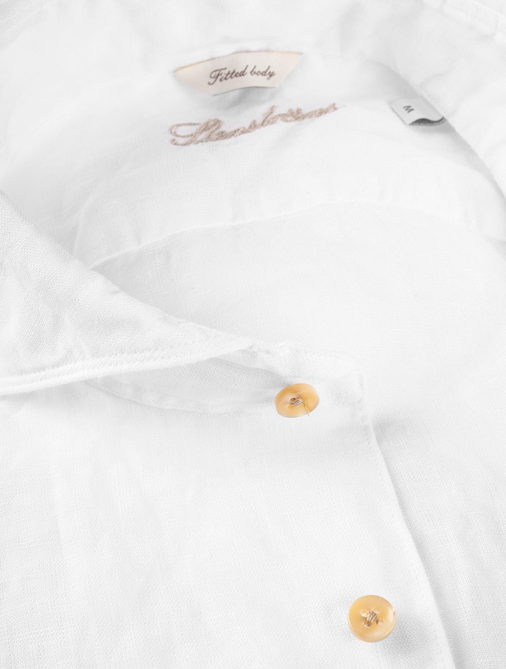 White Linen Fitted Body Shirt