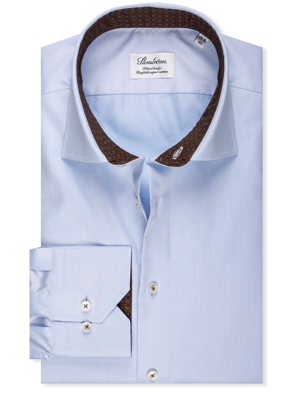 Blue Contrast Twill Fitted Body Shirt