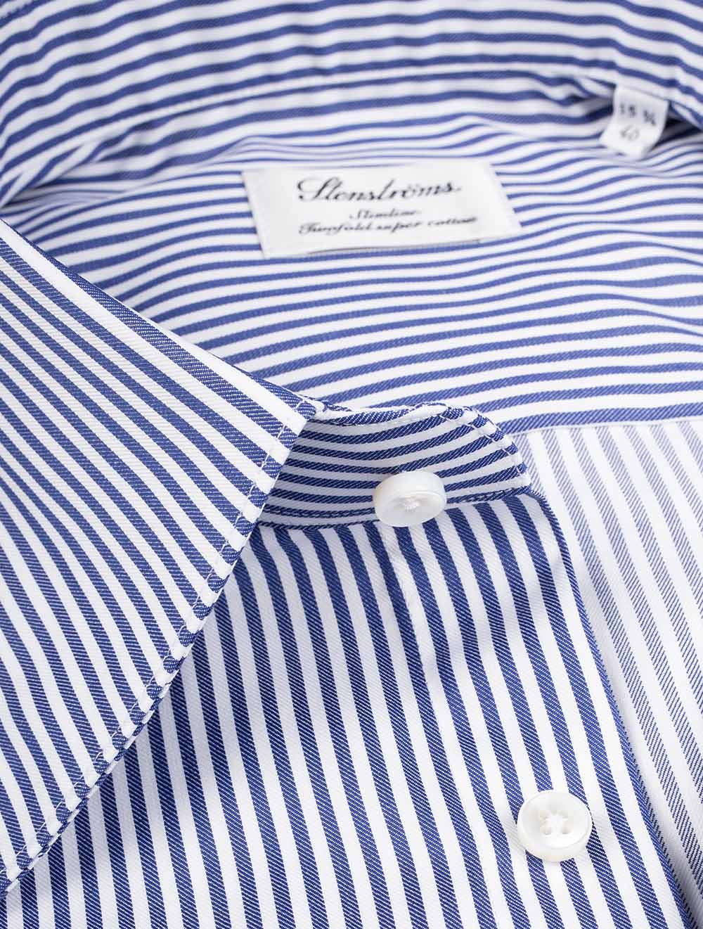 Stenstroms Slimline Blue Striped Shirt AI2