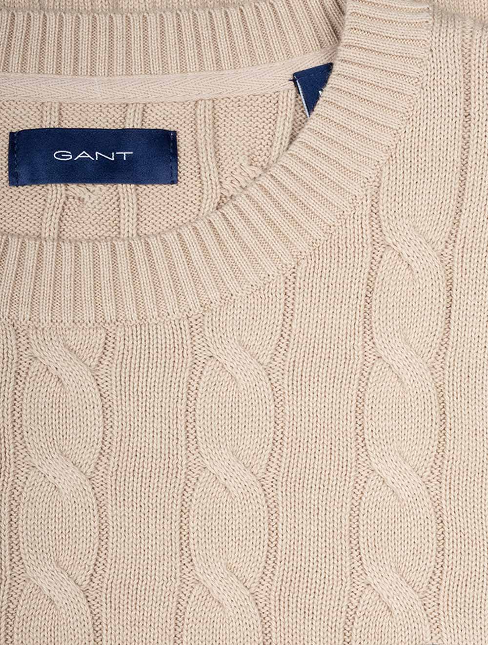 Cotton Cable Crewneck Dry Sand