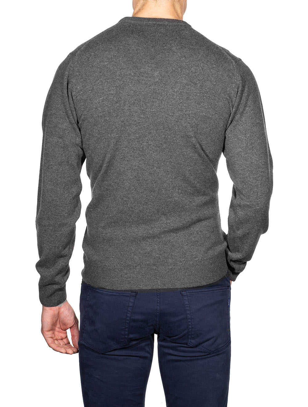 Super Fine Lambswool V-Neck Sweater Antracite Melange