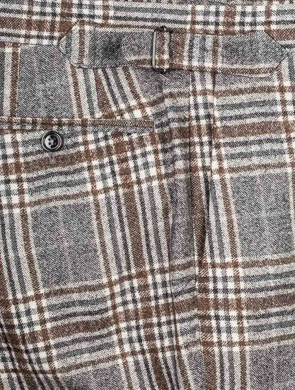 Costume deux pièces à carreaux gris et marron