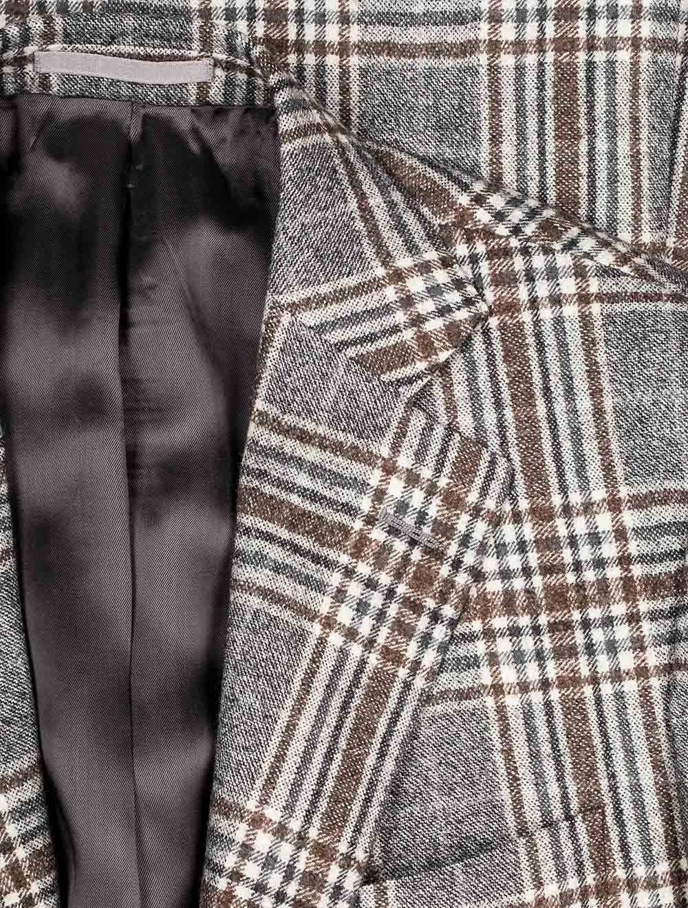 Costume deux pièces à carreaux gris et marron