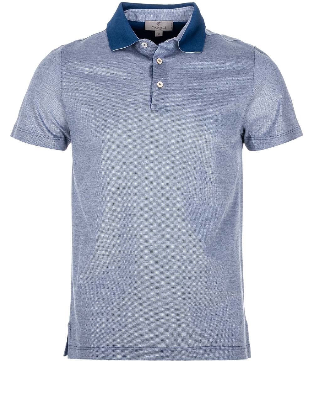 Canali Contrast Collar Polo Shirt Blue/305 MI