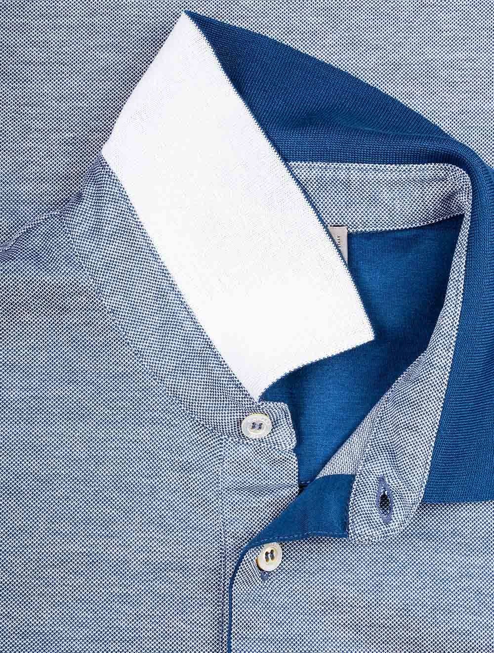 Canali Contrast Collar Polo Shirt Blue/305 AI3