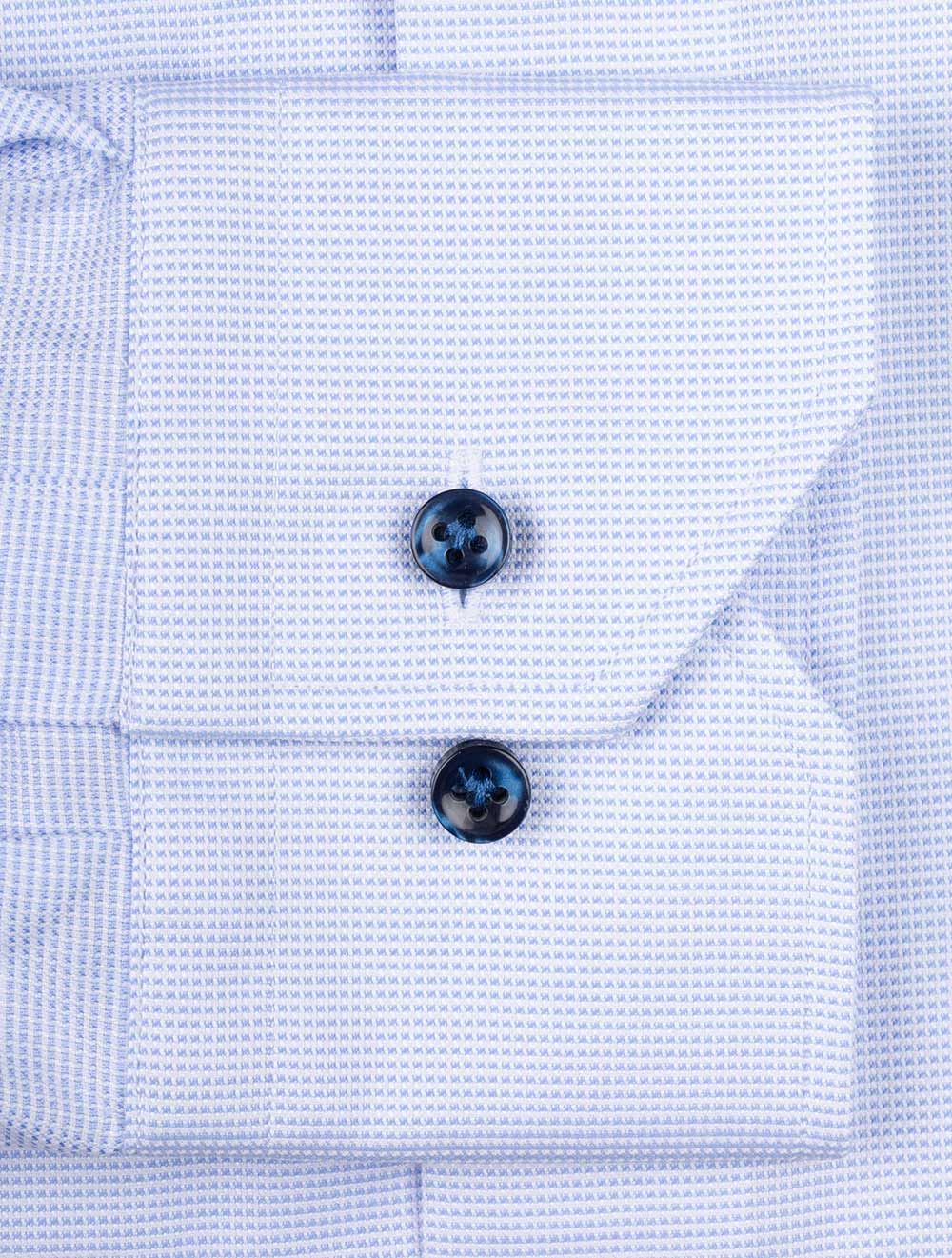 Pinpoint Contrast Button Shirt Blue