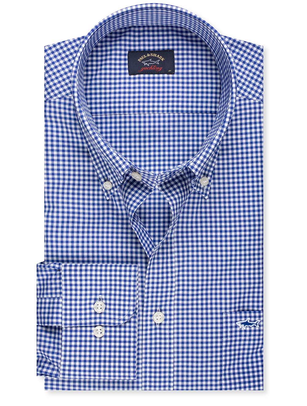 Paul And Shark Navy Gingham Check Shirt Blue MI