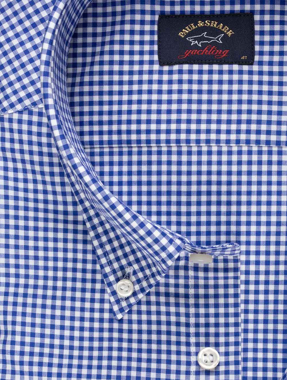 Paul And Shark Navy Gingham Check Shirt Blue AI1