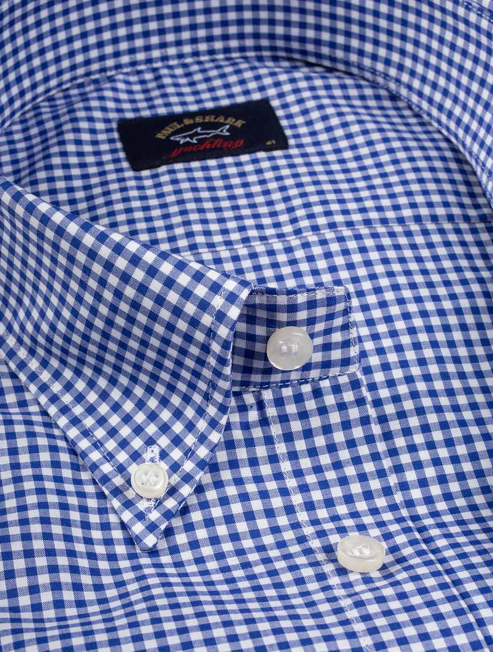 Paul And Shark Navy Gingham Check Shirt Blue AI2