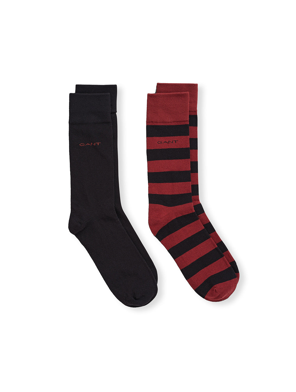 Gant Barstripe & Solid Socks 2 Packs-Burgundy MI